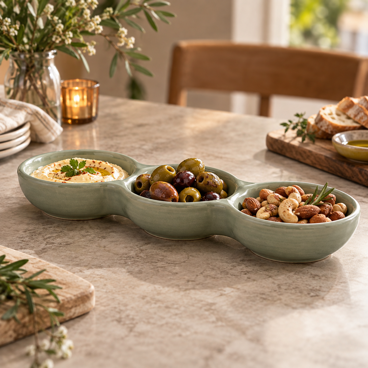 Trio Ceramic Appetizer Server