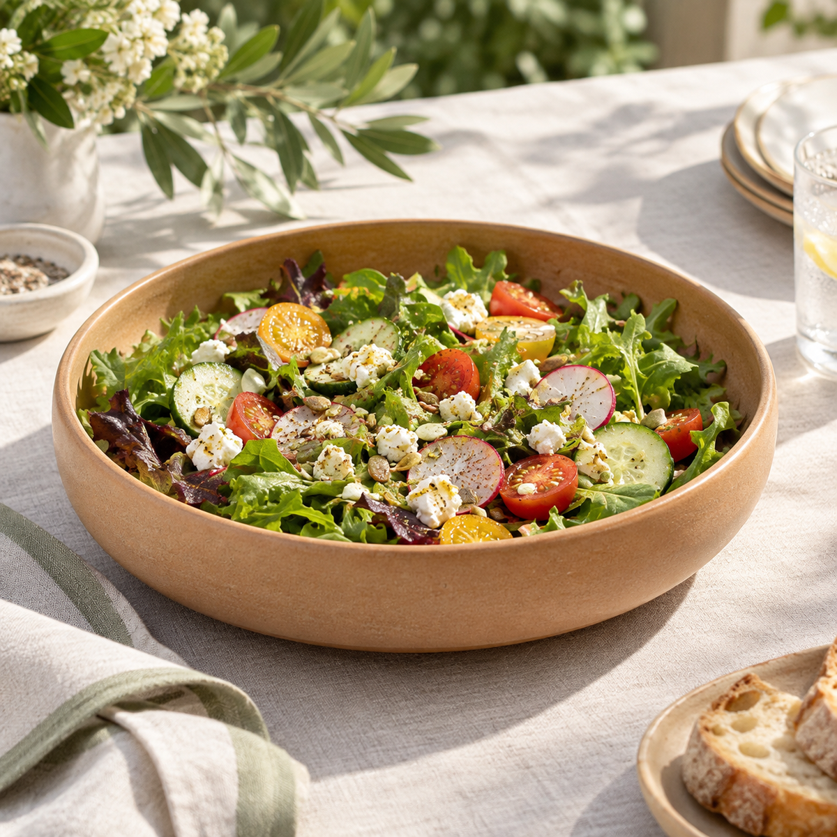 Harvest Shallow Ceramic Salad Bowl