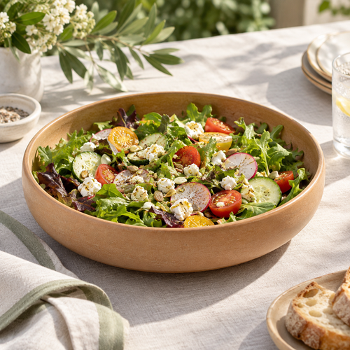 Harvest Shallow Ceramic Salad Bowl