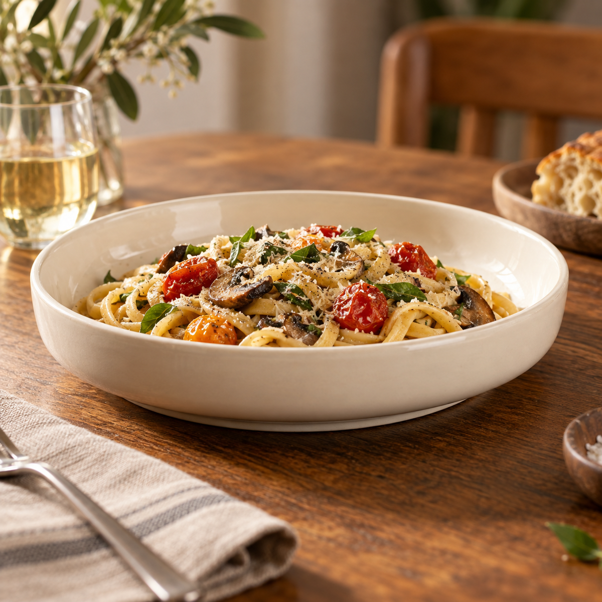 Wide Table Ceramic Pasta Bowl