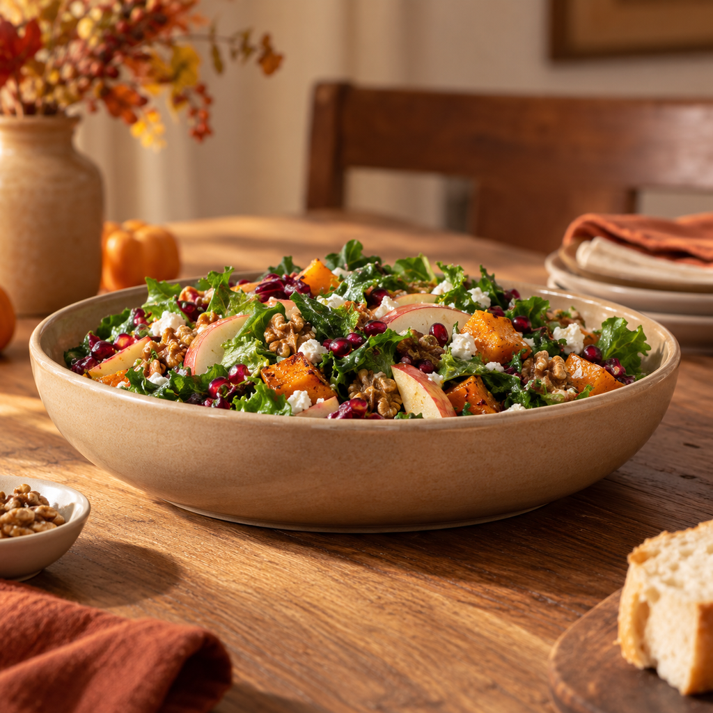 Harvest Shallow Ceramic Salad Bowl